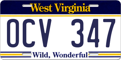 WV license plate OCV347