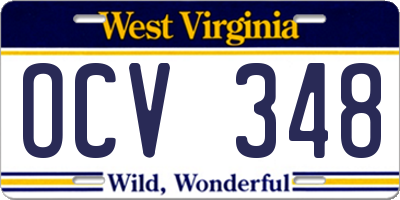 WV license plate OCV348