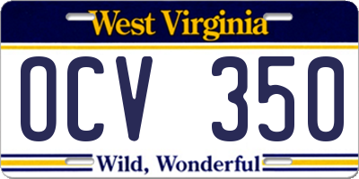 WV license plate OCV350