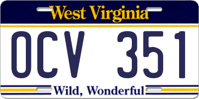 WV license plate OCV351