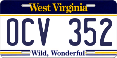 WV license plate OCV352
