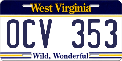 WV license plate OCV353