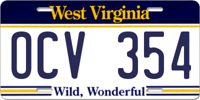 WV license plate OCV354