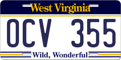 WV license plate OCV355