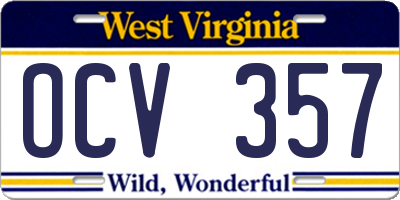 WV license plate OCV357