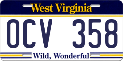 WV license plate OCV358