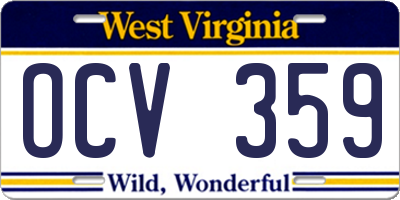 WV license plate OCV359