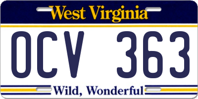 WV license plate OCV363