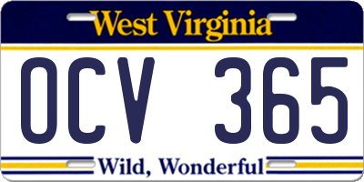 WV license plate OCV365