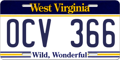 WV license plate OCV366