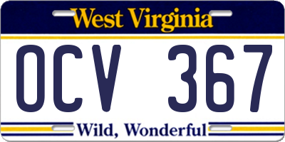 WV license plate OCV367