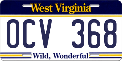 WV license plate OCV368