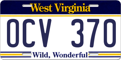 WV license plate OCV370