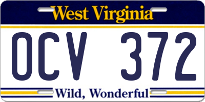 WV license plate OCV372
