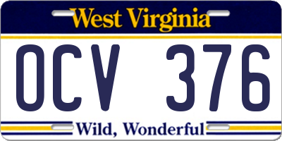 WV license plate OCV376