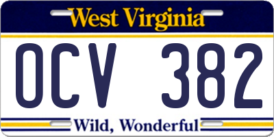 WV license plate OCV382