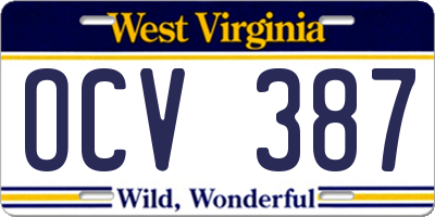 WV license plate OCV387