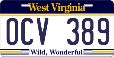 WV license plate OCV389