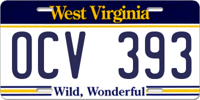 WV license plate OCV393