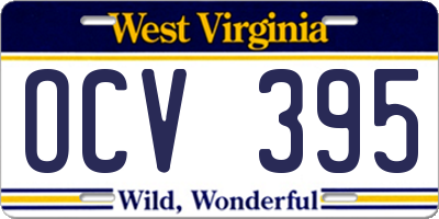 WV license plate OCV395