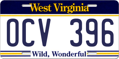 WV license plate OCV396