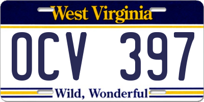 WV license plate OCV397