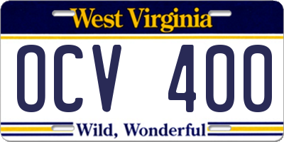 WV license plate OCV400