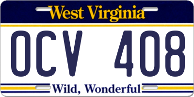 WV license plate OCV408