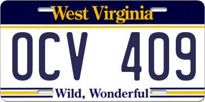 WV license plate OCV409