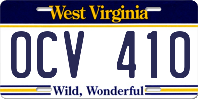 WV license plate OCV410
