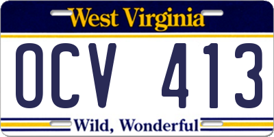 WV license plate OCV413