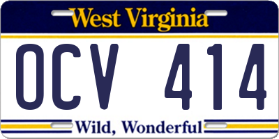 WV license plate OCV414