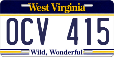 WV license plate OCV415