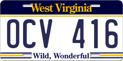 WV license plate OCV416