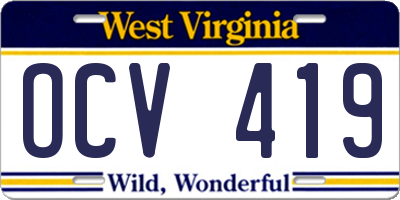 WV license plate OCV419