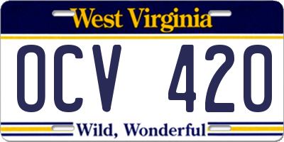 WV license plate OCV420