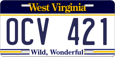 WV license plate OCV421