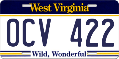 WV license plate OCV422