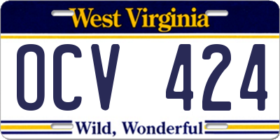 WV license plate OCV424