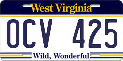 WV license plate OCV425