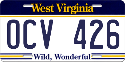 WV license plate OCV426