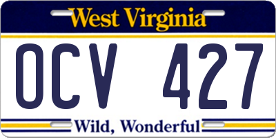 WV license plate OCV427