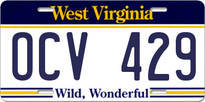 WV license plate OCV429