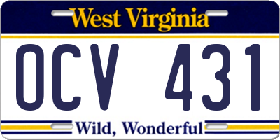 WV license plate OCV431