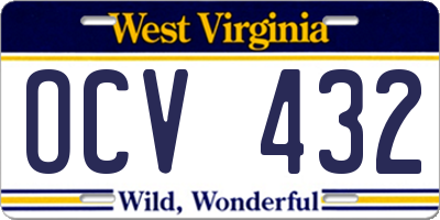 WV license plate OCV432