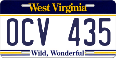 WV license plate OCV435