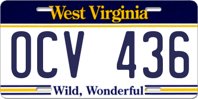 WV license plate OCV436