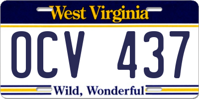 WV license plate OCV437