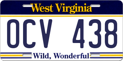 WV license plate OCV438