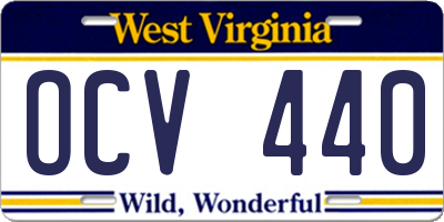 WV license plate OCV440